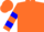 Orange, blue 'th', blue hoops on sleeves