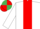 white, red stripe, emerald green & red quartered cap