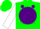 Green, Purple Ball, Purple Dots On White Sleeves, Green Cap