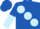 Royal blue, large light blue spots, royal blue and light blue halved sleeves