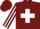 Burgundy, white cross emblem, white stripe on sleeves