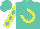 Turquoise, yellow horseshoe 'jr' on back, turquoise diamonds on yellow sleeves