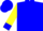Blue, yellow cobra on back, blue cuffs on yellow sleeves