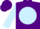 Purple, light blue ball, purple hoops on light blue sleeves, purple cap