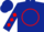 Dark blue, red 'w' in red circle, red diamonds on sleeves