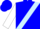 Blue, light blue sash, white sleeves,  blue cap