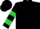 Black, lime 'bb',  lime bars on sleeves, black cap
