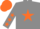 Grey, orange star, grey sleeves, orange stars, orange cap