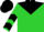 Lime green, black yoke, black 'jg', black chevrons on sleeves, black cap