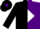 Black and purple halves, white diamond, black 'w'