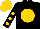 Black, gold ball, gold dots on sleeves, gold cap