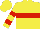 Yellow, red belt, red bars on sleeves