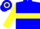 Blue, yellow emblem, yellow hoop on sleeves