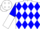White, blue diamonds, blue and white halved sleeves