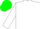 White, green lightning bolt, green cap