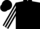 Black, white snowflake on back, white stripe on sleeves