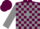 Maroon, grey blocks,  maroon 'sf' on grey ball, maroon and grey sleeves, maroon cap
