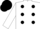 White, three black spots, white sleeves, black cap