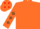 Orange,  brown diamonds on sleeves, red cuffs and cap