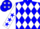 Baby blue, white band of diamonds and sleeves, baby blue stars and cap, white peak