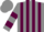 Grey, maroon stripes, maroon hoops on sleeves, grey cap