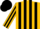 Gold, black stripes, black stripe on sleeves, black cap