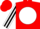 Red, black 'g' and horsehead on white ball, white framed black panel on sleeves, red cap