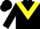 Black, white 'mv', yellow chevron, black cap