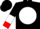 Black, red 'crt' on white ball, red cuffs on black and white halved sleeves, black cap