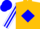 Gold, white 's' on blue shield, blue diamond stripe on sleeves, blue cap