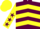 Maroon, yellow chevrons, yellow sleeves, maroon stars, yellow cap