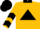 Gold, black triangle and collar, black chevrons on sleeves, black cap