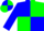 Blue and green quartered diagonally, blue sleeves, quartered cap