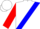 White, blue sash, red cuffs on sleeves, white cap