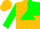 Gold, kelly green triangle, quartered sleeves,gold cap