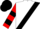White, red and black cross sash, red and black bars on sleeves, black cap