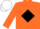 Orange, black 'ss' in black diamond, white cap