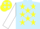 Light blue, yellow stars, white sleeves