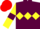 MAROON, YELLOW triple diamond, YELLOW sleeves, MAROON armlets, RED cap