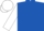 Royal blue, white 'y', white sleeves, royal blue cuffs and cap