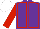 Purple, red seams and sleeves, white cap