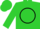 Lime, lime and black emblem on circle, black stripe on lime sleeves, lime cap
