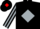 Black, black 'd' on red framed silver diamond, silver diamond stripe on sleeves