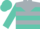 Turquoise, silver yoke, silver 'm' and hoops