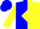 Blue, yellow diamond, yellow triangular halves on slvs
