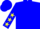Blue, yellow 'rock star' & emblem on back, yellow stars on sleeves