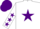 White, purple star, white sleeves, purple stars, purple cap