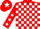 Red and white check, red sleeves, white stars, red cap, white star