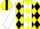 Yellow, black diamonds on white panel, white slvs