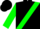 Black, green sash, black band on green slvs